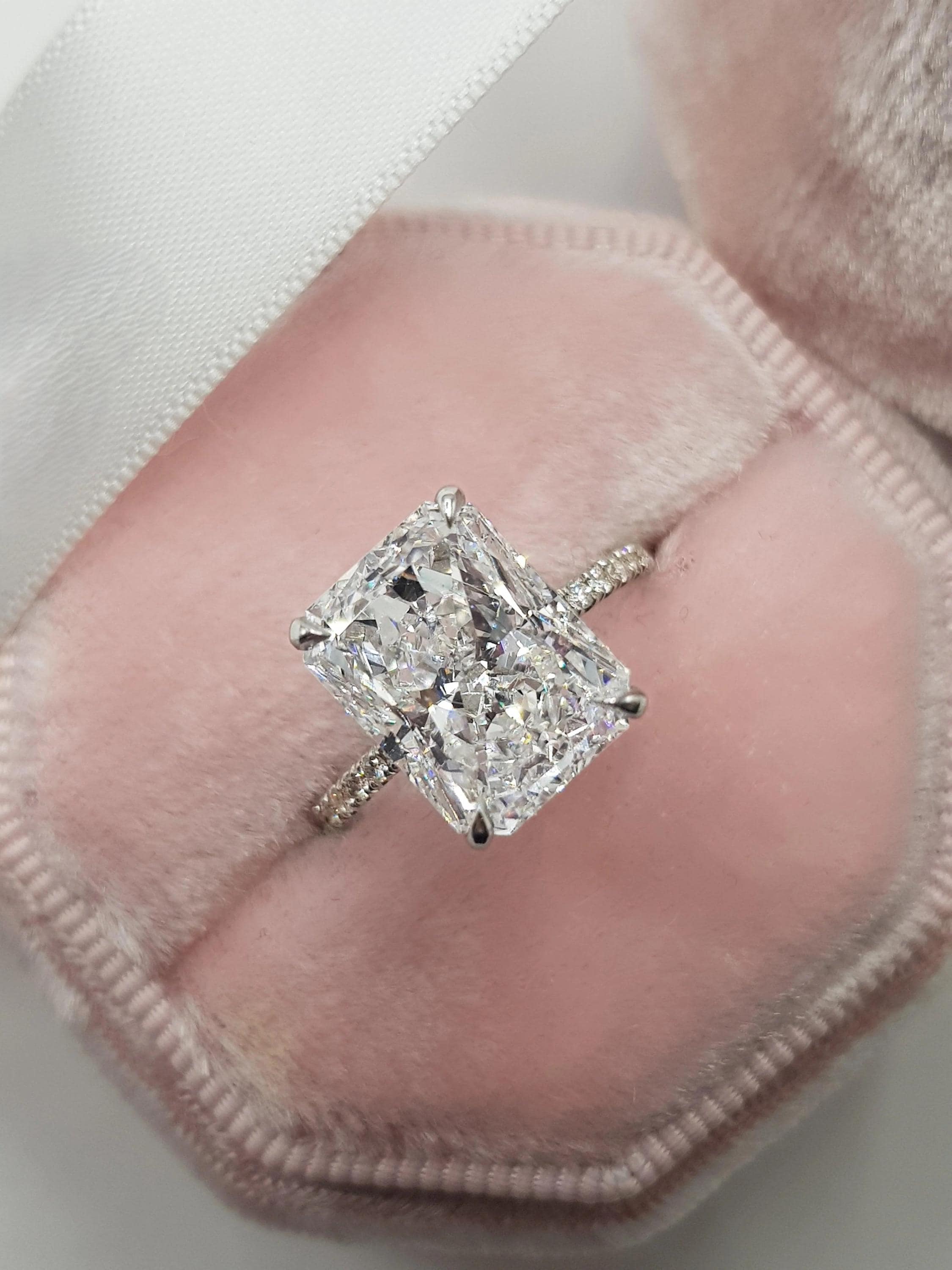 5 CT Radiant Cut Moissanite Engagement Ring, Hidden Halo Engagement Ring, Travel Ring for Her, Anniversary Gift Ring, Bridal Wedding Ring
