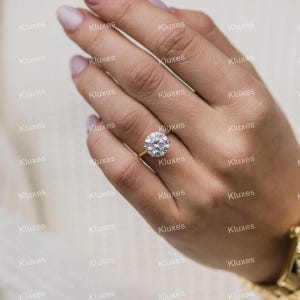 3CT Round Cut Moissanite Engagement Ring, Wedding Ring, Solitaire Promise Ring, Gold Moissanite Ring, 14K Gold Ring,  6-Prong Classic Ring