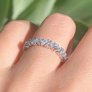 Multi Stone Ring, Moissanite Wedding Band, Marquise Ring, Womens Gold Ring, Stacking Ring, Sterling Silver Ring, Promise Ring, Eternity Ring