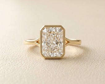 4 Karat Moissanite Ring, Lünette gesetzt Verlobungsring, Silber Solitaire Ring, Minimalist Vorschlag Ring, Statement Ring