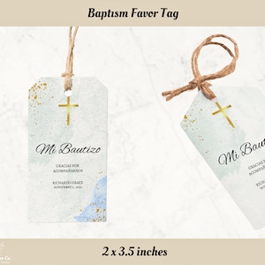 Mi Bautizo Stickers, Spanish Favor Tag Template, Boy Baptism Sticker ...