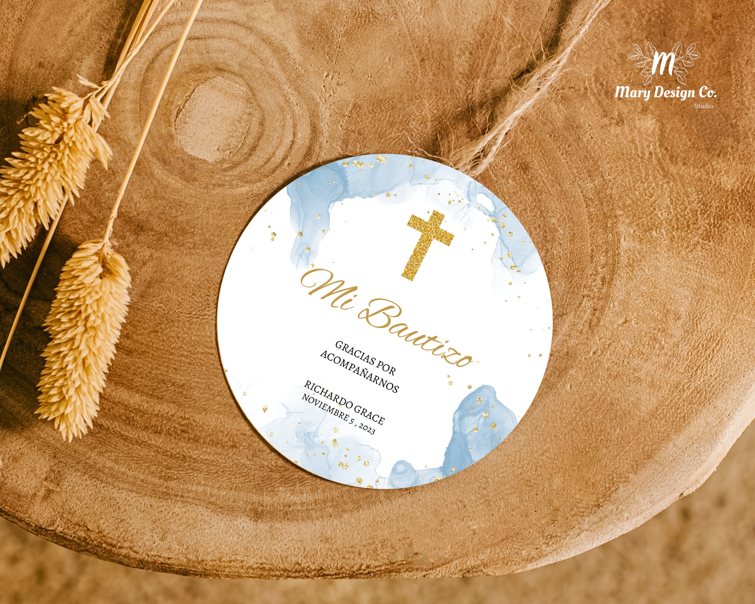 Editable Mi Bautizo Stickers, Spanish Favor Tag, Boy Baptism Sticker ...