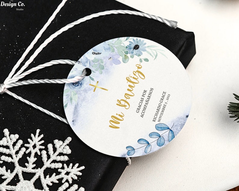 Editable Mi Bautizo Stickers, Mi Bautizo Favor Template, Spanish Favor ...
