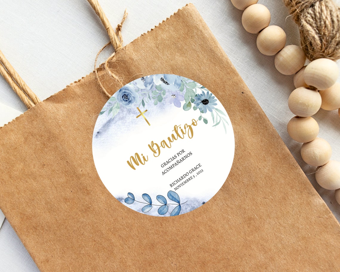 Editable Mi Bautizo Stickers, Mi Bautizo Favor Template, Spanish Favor ...