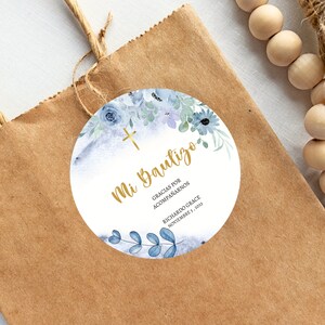 Editable Mi Bautizo Stickers, Mi Bautizo Favor Template, Spanish Favor ...