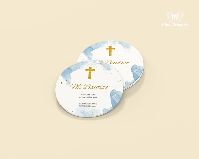 Editable Mi Bautizo Stickers, Spanish Favor Tag, Boy Baptism Sticker ...