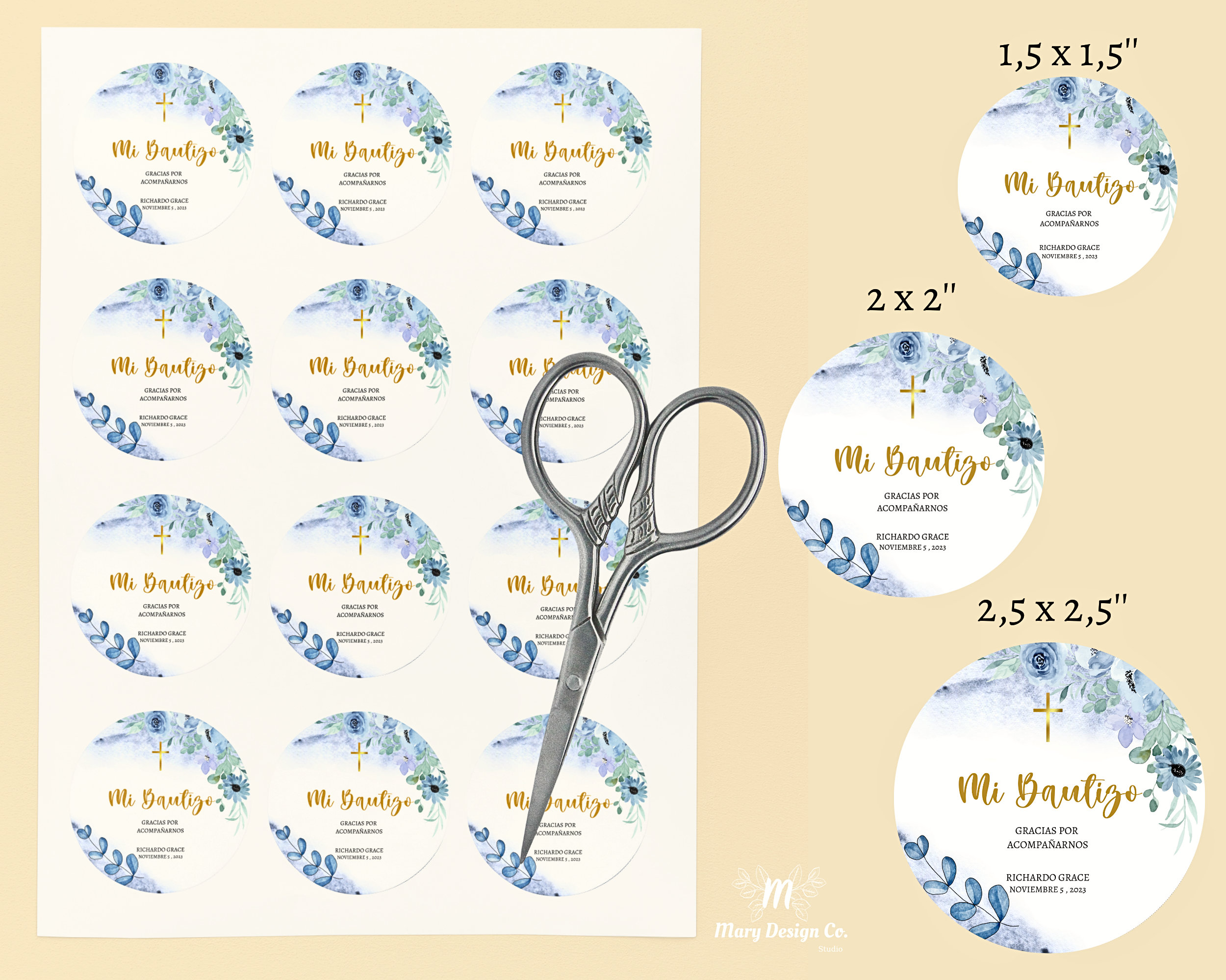 Editable Mi Bautizo Stickers Mi Bautizo Favor Template - Etsy Canada