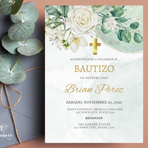 Invitacione de Bautizo, Mi Bautizo, Bautizo De Hijo, Spanish Baptism, Bautizo Imprimible, Invitacion Español, Bautizo Niño, Bautizo Digital