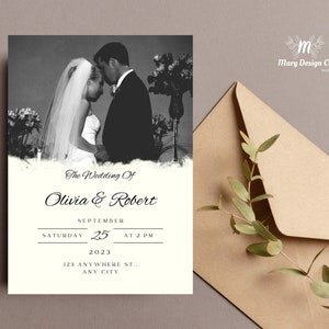 Minimalist Wedding Invitation Template, Editable Minimalist Wedding Invite, Modern Wedding Invite, Photo Wedding Invitation, Simple, Elegant