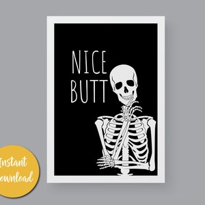 Spooky Skeleton Humor: Halloween Bathroom Decor Poster Unique Decor, Skeleton's Halloween Compliment - Black Bathroom Poster with Attitude,