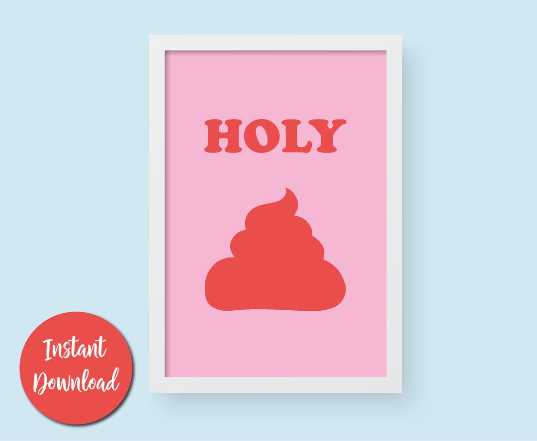 Sht Wall Print Pink Bathroom Wall Decor, Funny Restroom Wall Art, Instant Printable Art