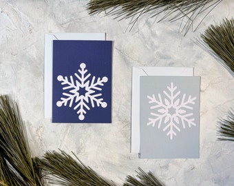 Set of 2 - Christmas greeting cards - snowflakes