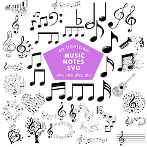 MUZIEKNOTEN SVG, muzieknotenbundel Svg, muzieknoten clipart, muzieknoten gesneden bestanden voor Cricut, muzieknoten vector, gitaarnoot SVG, muziekliefhebber