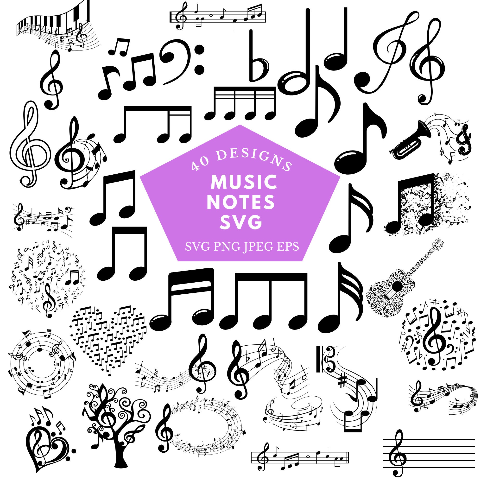 MUSIC NOTES SVG, Music Notes Bundle Svg, Music Notes Clipart,music ...