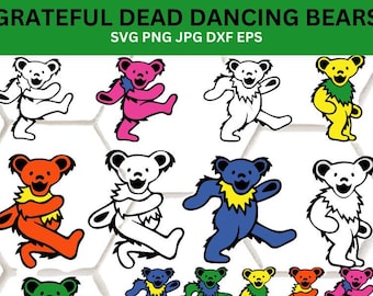 ブロッターアート Grateful Dead “Dead Bear” 図版 Grateful Dead SVG Bundle, Grateful Dead Png, Cricut, Clipart