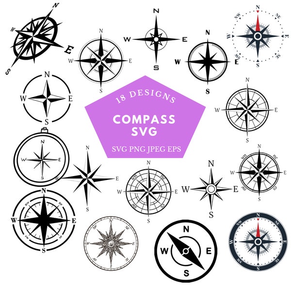 Compass Svg Bundle, Compass Svg, Nautical Compass,Vintage Compass,Compass Clipart,compass cut files,Compass Rose Svg,Ocean Life Svg,Fish Svg