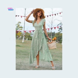 Bohemian V-Neck Maxi Dress: Strappy Summer Beach Holiday