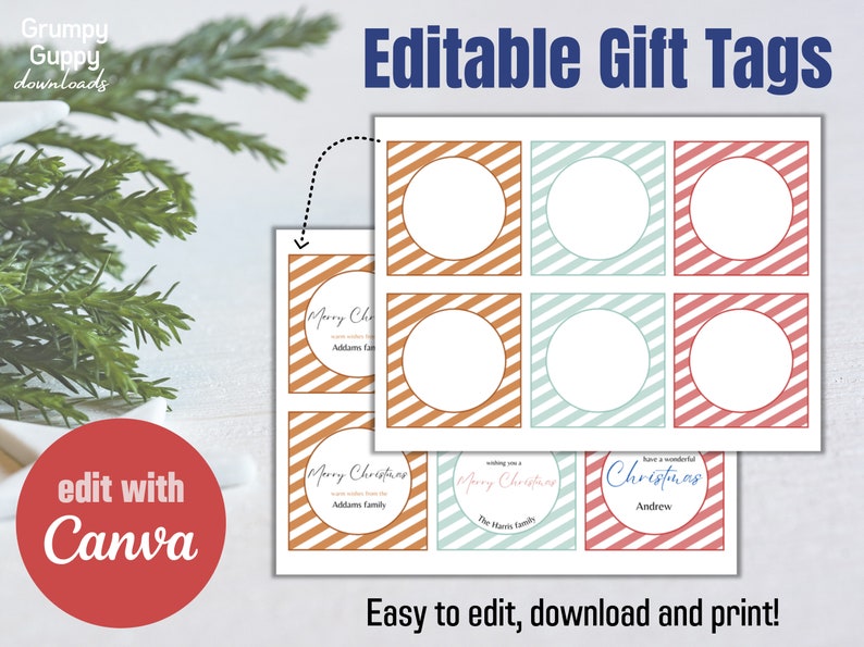 Editable Gift Tags Template Printables Christmas Gift Tags Etsy