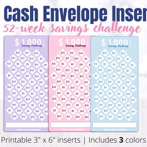 1k savings challenge envelope, 52 week challenge cash envelope, 1k challenge, 52 week envelope,  52 week challenge, 52 envelopes, A6
