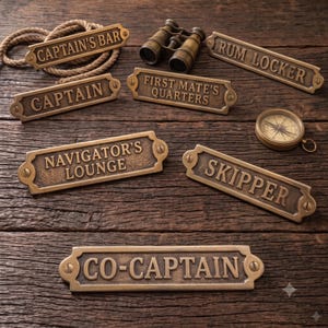 Individuelle nautische Messingschilder | Türschilder aus massivem Messingguss | Personalisiertes maritimes Geschenk
