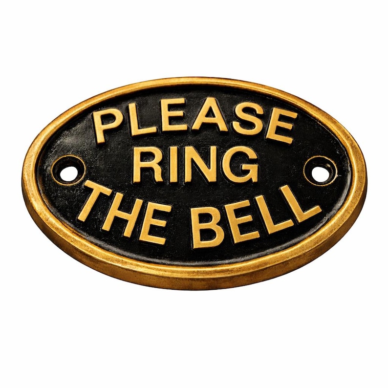 Solid Brass “please Ring the Bell” Plaque – Cast Brass Door Sign - Etsy