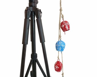 4Pcs Cow Bell Long Jhallar in Red+Blue For Authentic Aecoration, Cristmas, New Year Celebration, Festival Special, Antique Look