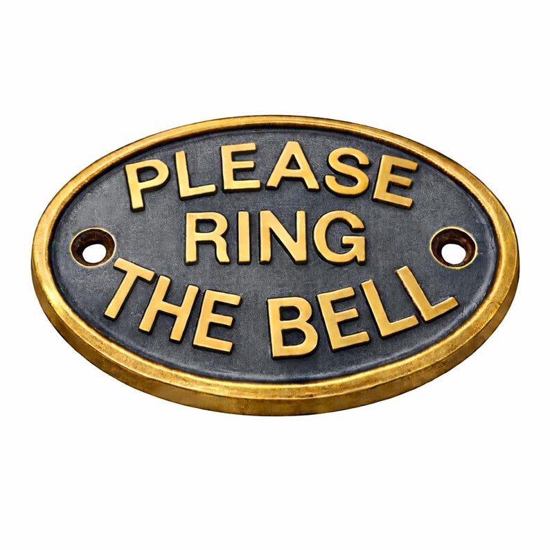 Solid Brass “please Ring the Bell” Plaque – Cast Brass Door Sign - Etsy