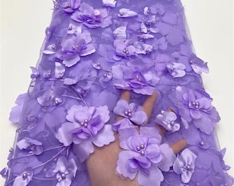 3D floral tulle fabric, floral wedding fabric, suitable for dresses, bridal veil fabric, lace mesh