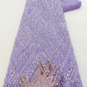 Rhombus Heavy Beaded Lace Fabric, Sequined Tulle Fabric,Dress Fabric,Designer Mesh Lace,Mesh Fabric