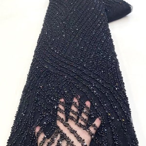 Black Pearl Lace Fabric, Glitter Fabric, Elegant Dress Fabric, Lace Mesh