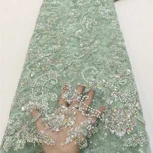 Sequin floral tulle fabric, beaded fabric, DIY sequin embroidered flower fabric, high-end clothing fabric, tulle fabric, lace mesh