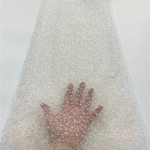 White pearl hollow fabric, decorative fabric, DIY clothing fabric, fabric, material
