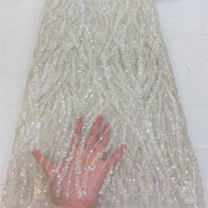 Heavy beaded lace fabric, sequined mesh, suitable for gowns, tutus, prom dresses, party, lace mesh