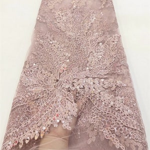 High Quality Embroidered Leaf Sequin Wedding Bridal Fabric Sold By The Yard