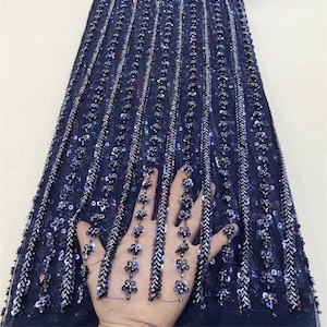 Sparkling 3D sequined floral fabrics, beaded fabrics, tulle fabrics, dress fabrics, mesh fabrics