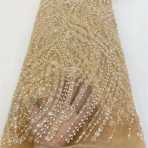 Beaded Lace Clothing Fabric,Sequin Tulle Mesh,High-End Dress Fabrics, Designer Sequin Beaded Lace,Mesh Fabric