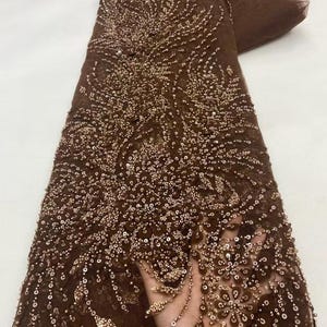 Fashion 3d Floral Tulle Fabric, Coffee Beaded Fabric, Flower Lace Fabric, Diy Clothing Fabric, Tulle Fabric, Lace Mesh Fabric