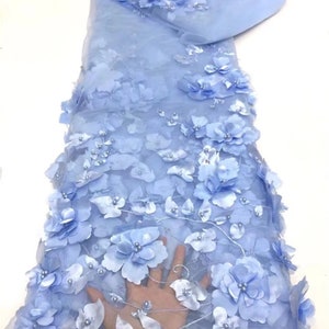 White floral tulle fabric, pearl floral lace fabric, suitable for dresses, bridal veil fabric, lace mesh image 2