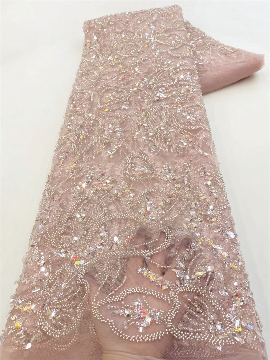 Sequin Beaded Tulle Fabric, DIY Dress Tulle Fabric, Wedding