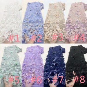 White tulle 3d flower fabric, sequin mesh fabric, DIY wedding bridal evening dress sold by the yard image 2