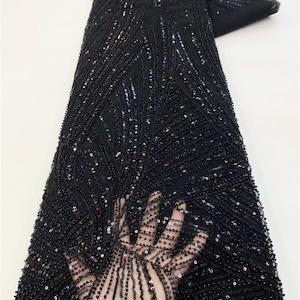 Black sequined tulle mesh,wedding bridal evening dress,lace fabric