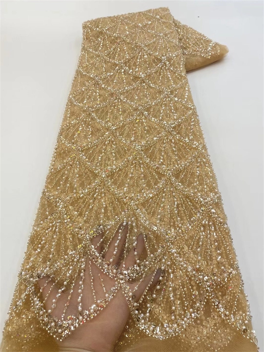 Embroidered Shell With Shell Sequin Champagne Beaded Shell Sequin Lace Fabric,embroidery Sequins Tulle,for ...