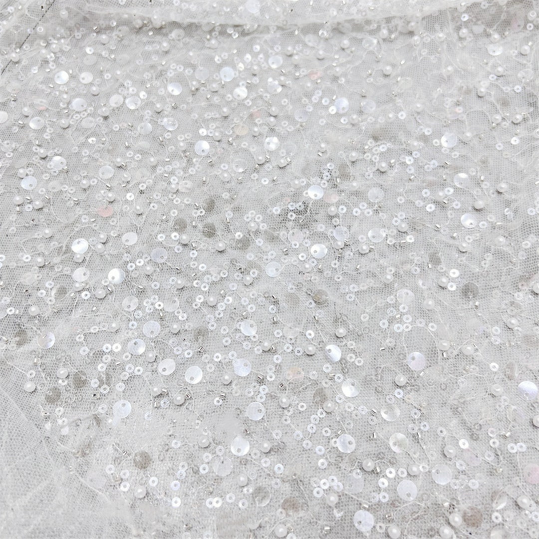 Sequins Beaded Tulle Fabric,bridal Wedding Dress Lace Fabric,by the