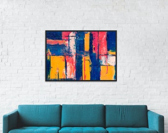 Abstracte verfstreken- Wall Art Print - getextureerde look - kleurrijke abstracte kunst - Paletmes kunst - 30x40- 18x24- 16x20 - Digita Art