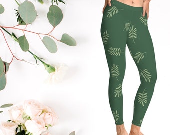 Botanical leggings, nature leggings, floral leggings, fun leggings, fun yoga pants, pattern yoga pants, floral yoga pants, leggins pattern