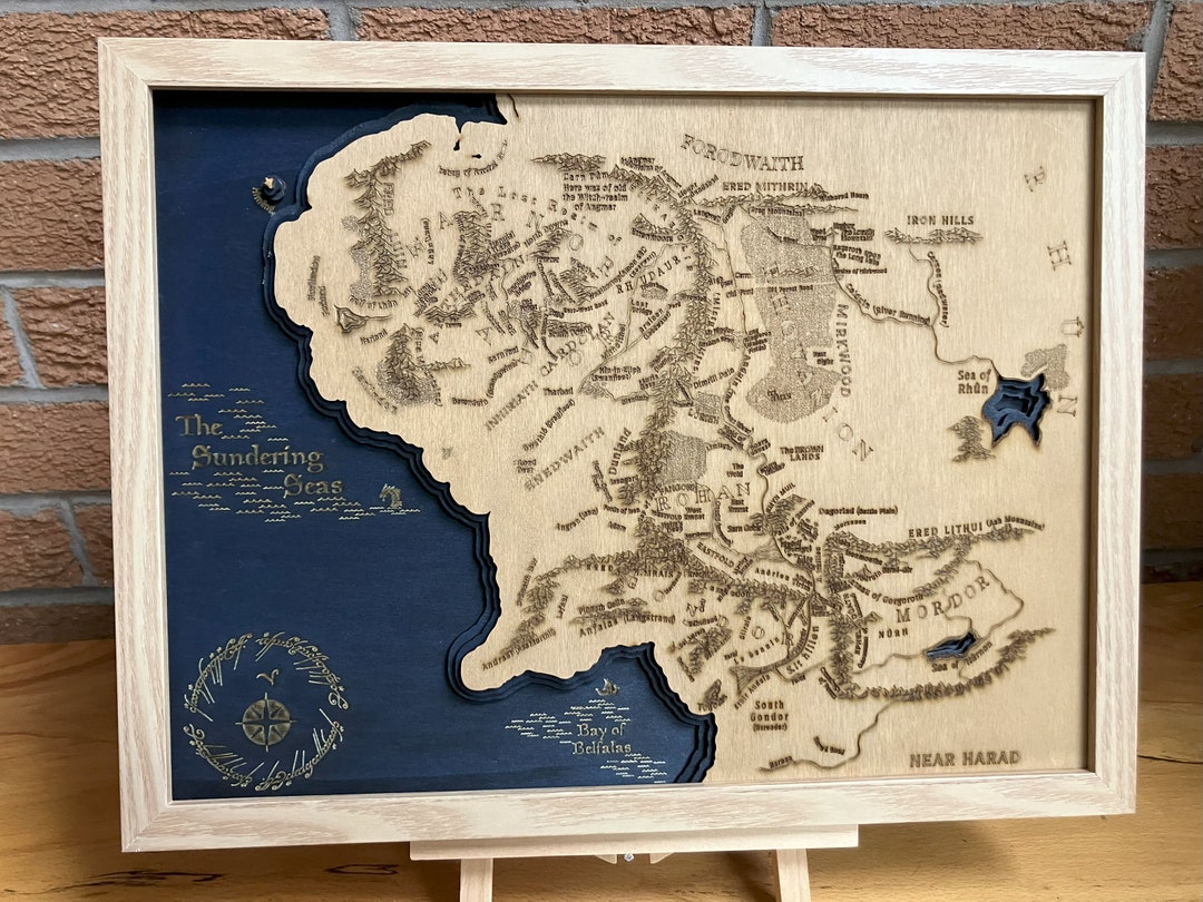 Lord of the Rings - Middle Earth 3D Relief Map Wooden Art Picture - Etsy UK