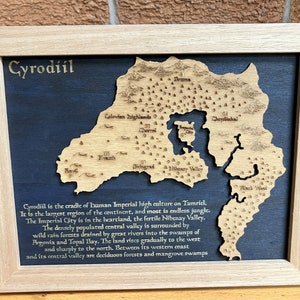 Cyrodiil - Tamriel - Elder Schriftrollen 3D Reliefkarte Kunst aus Holz Bild