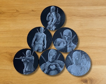 Deadpool - inspired character slate coasters