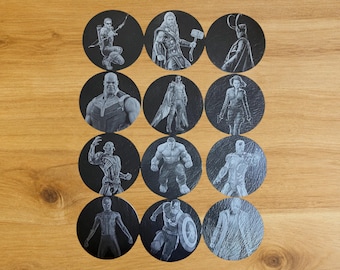 Avengers inspired character slate coasters - choice of 12