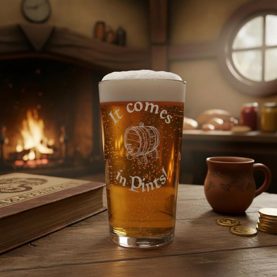 It Comes in Pints - Barrel - Lord of the Rings - Engraved Pint Glass ...